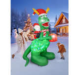8ft Christmas Inflatables Dinosaur Outdoor Decorations with Bright LED - Image 2