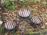 3-Tier Wrought Iron and Wood Plant Stand - Image 2