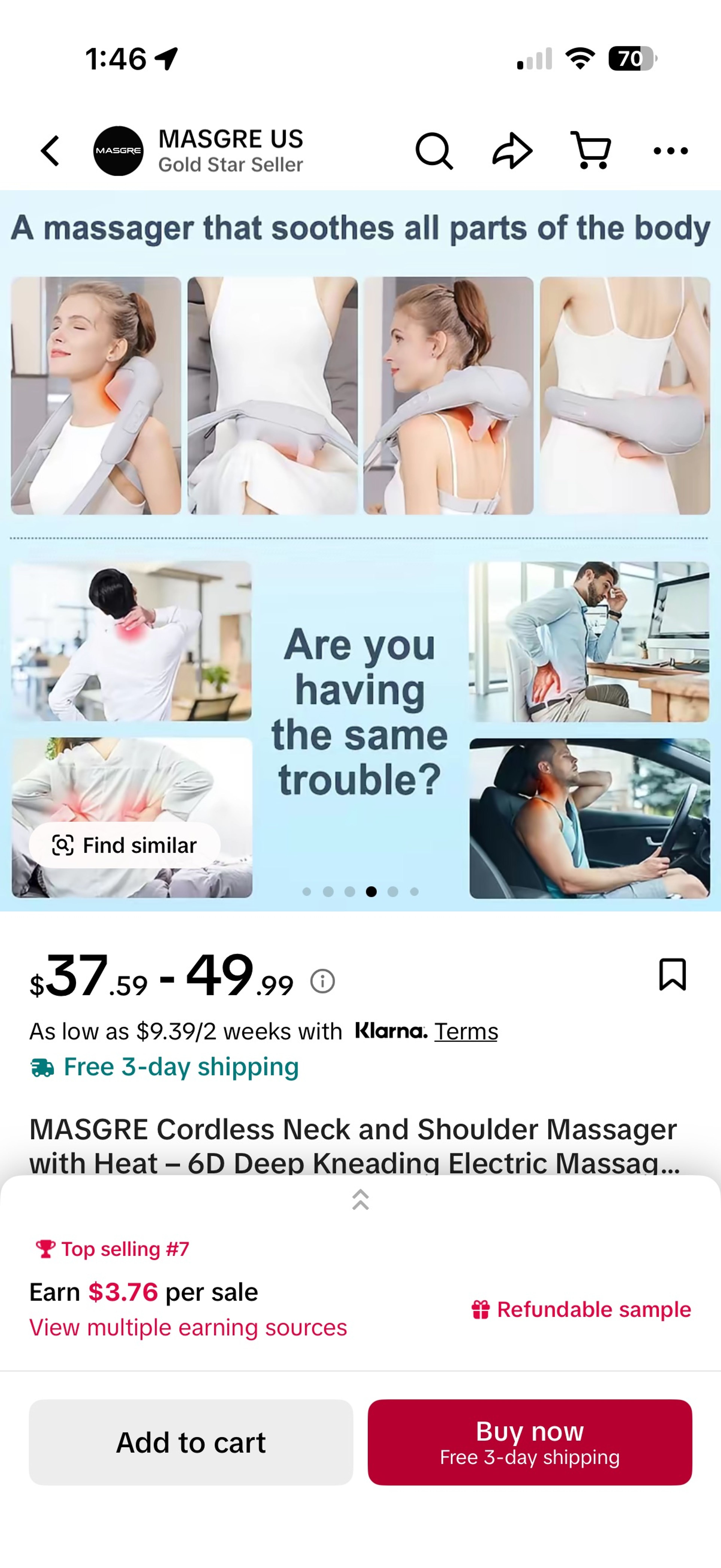 KNQZE Neck Massager with Heat 4D Shiatsu - Image 2