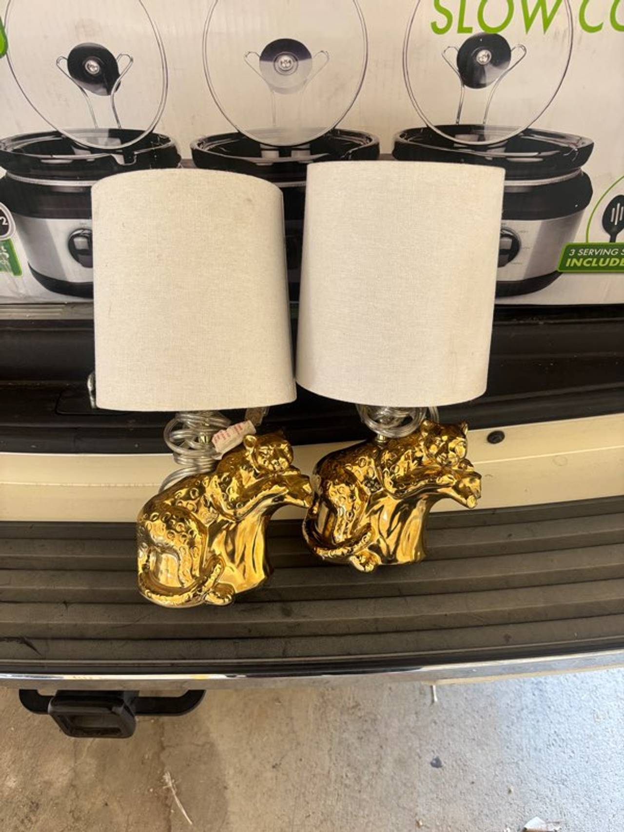 Gold Leopard Table Lamps (Pair)