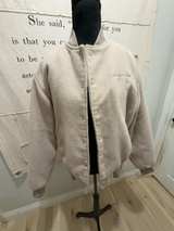 Standard Cloth Women's Faux Wool Bouclé Bomber Jacket Light Tan - Image 1