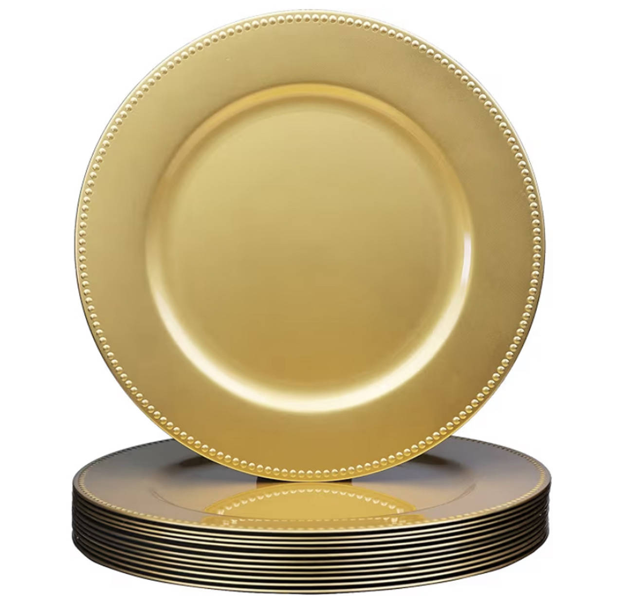 Gold Beaded Charger Plates Set