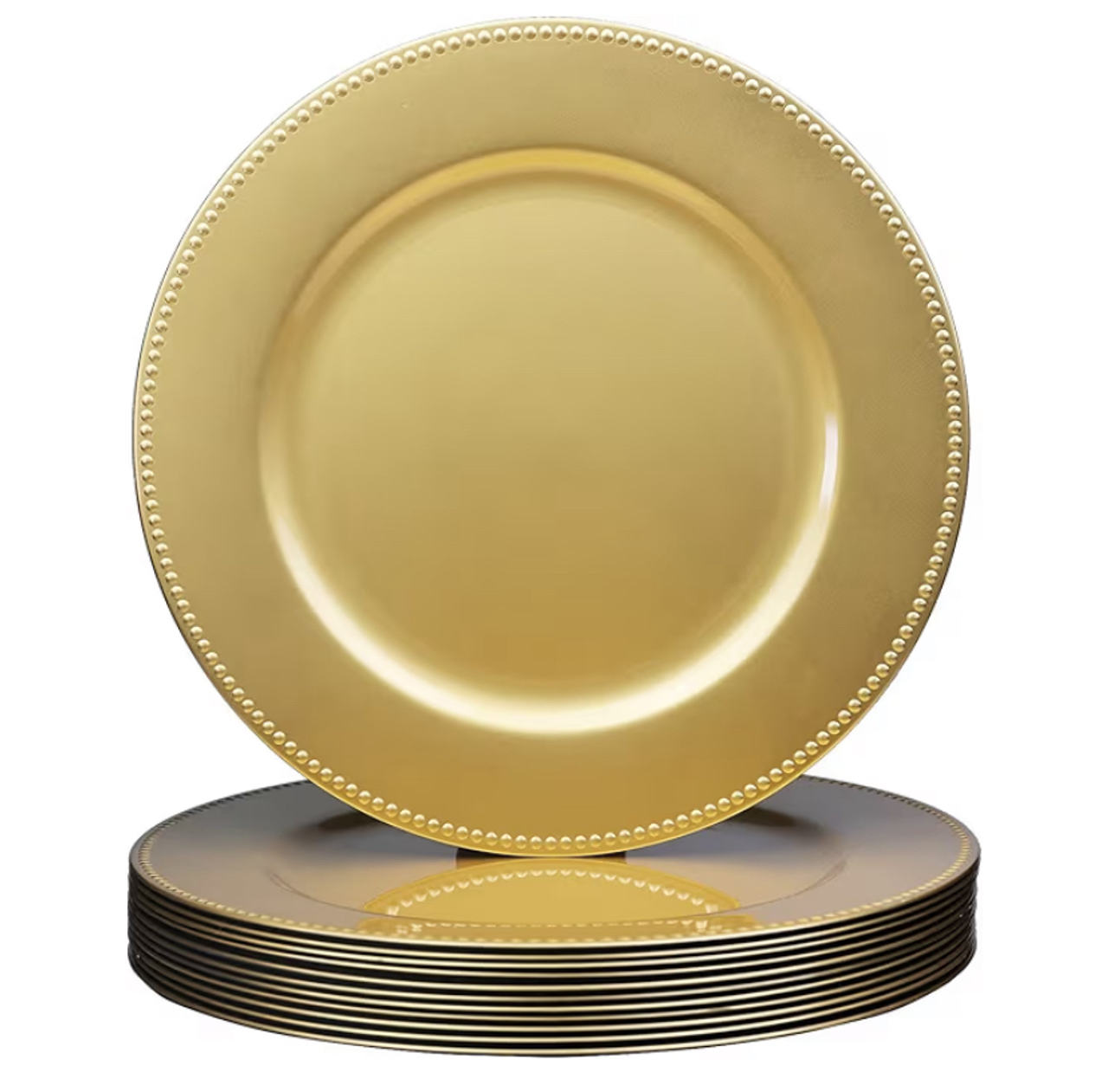 Gold Beaded Charger Plates Set