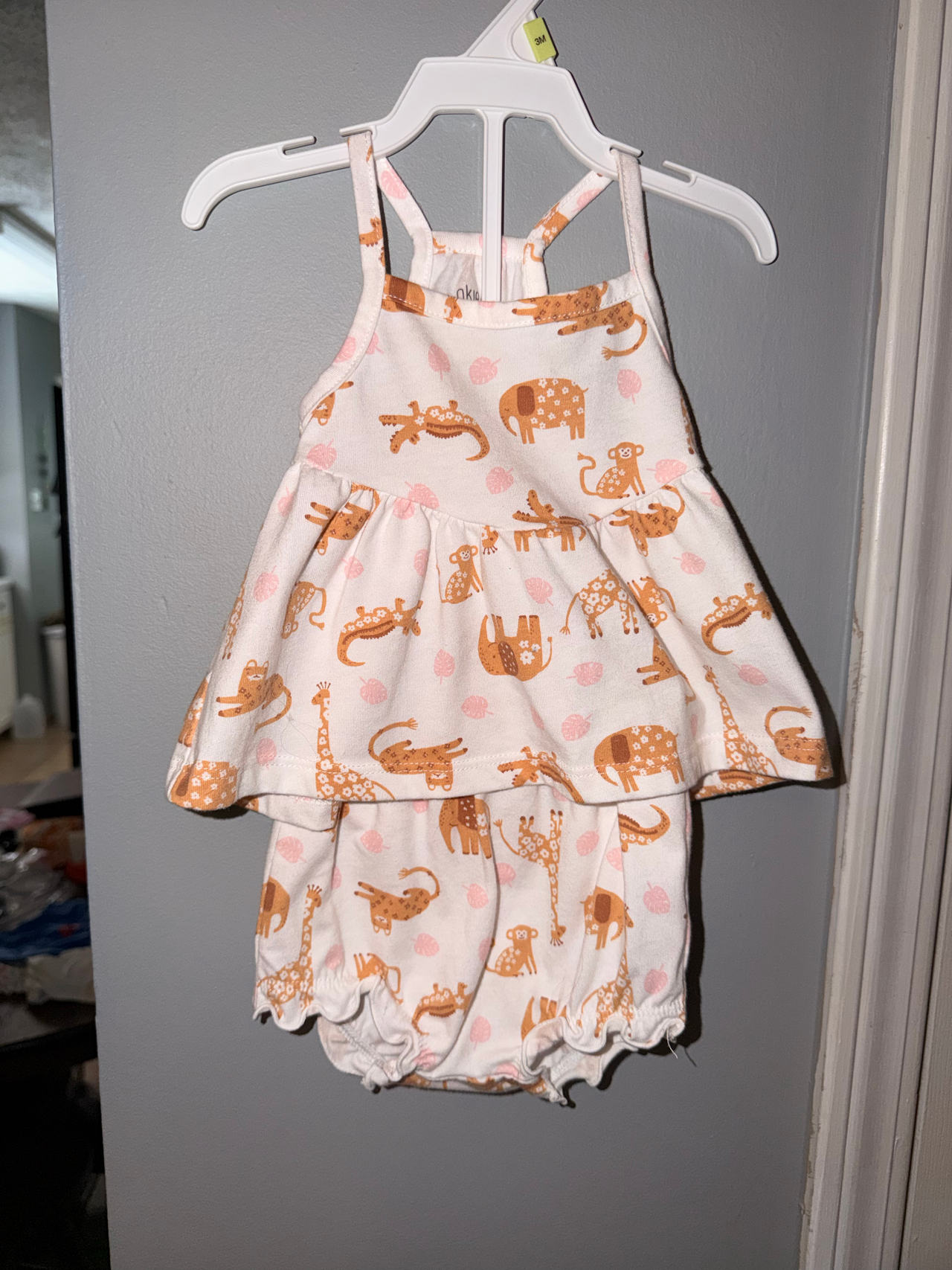 Okie Doke Baby Girl Safari Animal Peplum Top and Bloomer Set