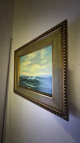 Vintage Seascape Oil Painting in Gold Frame - Image 3