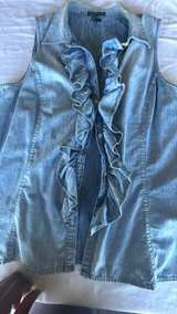 Lauren Ralph Lauren Sleeveless Ruffle Front Denim Shirt - Image 7