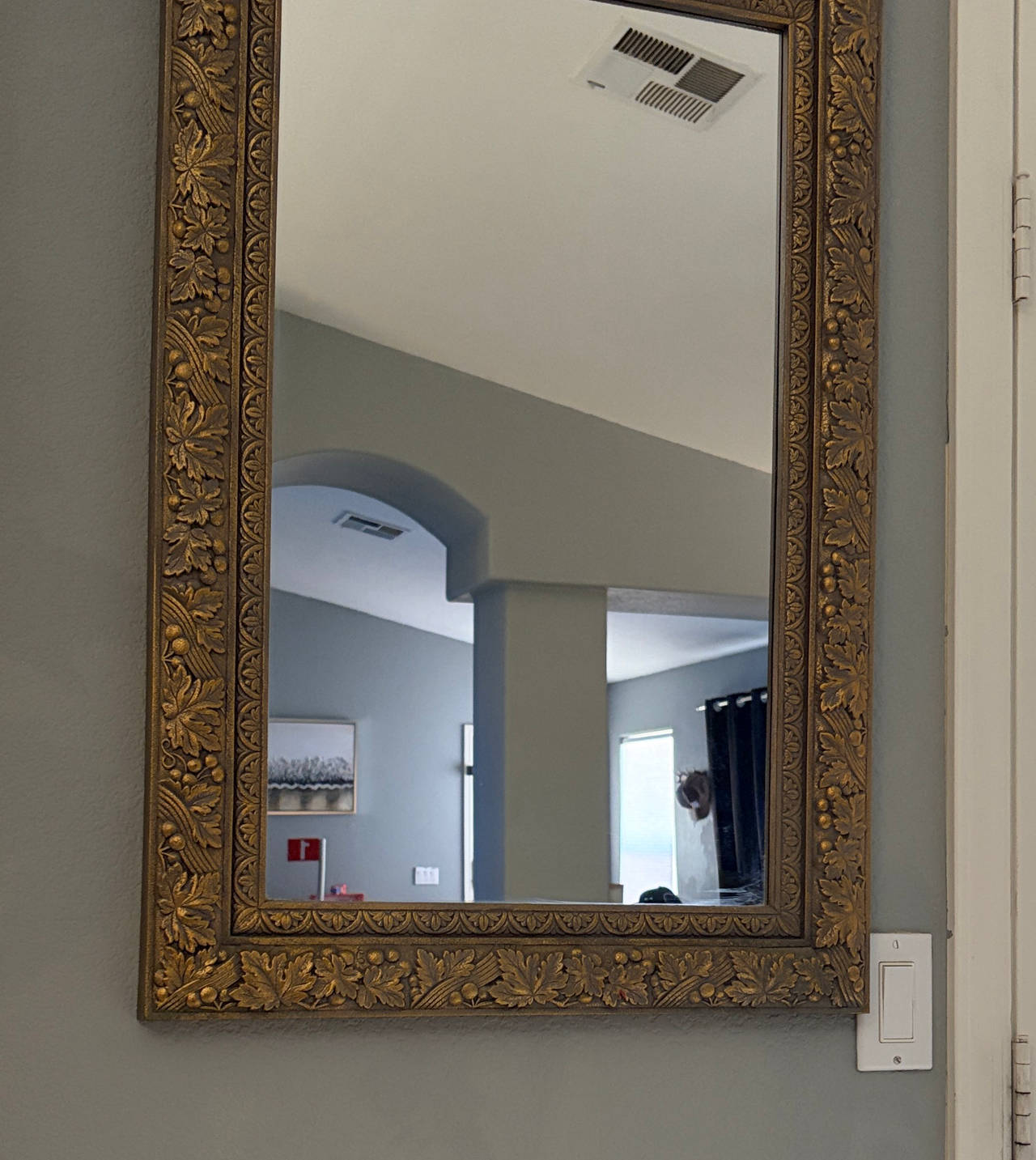 Ornate Gold Leaf and Acorn Wall Mirror