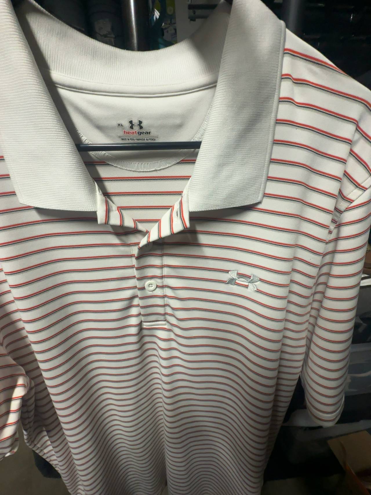 Under Armour Playoff 3.0 Stripe Golf Polo White/Red Size XL