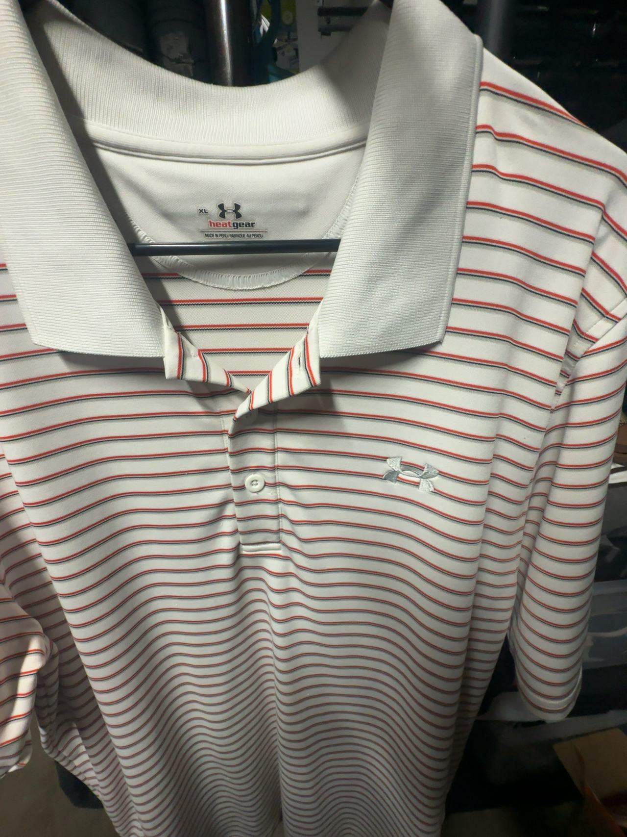 Under Armour Playoff 3.0 Stripe Golf Polo White/Red Size XL