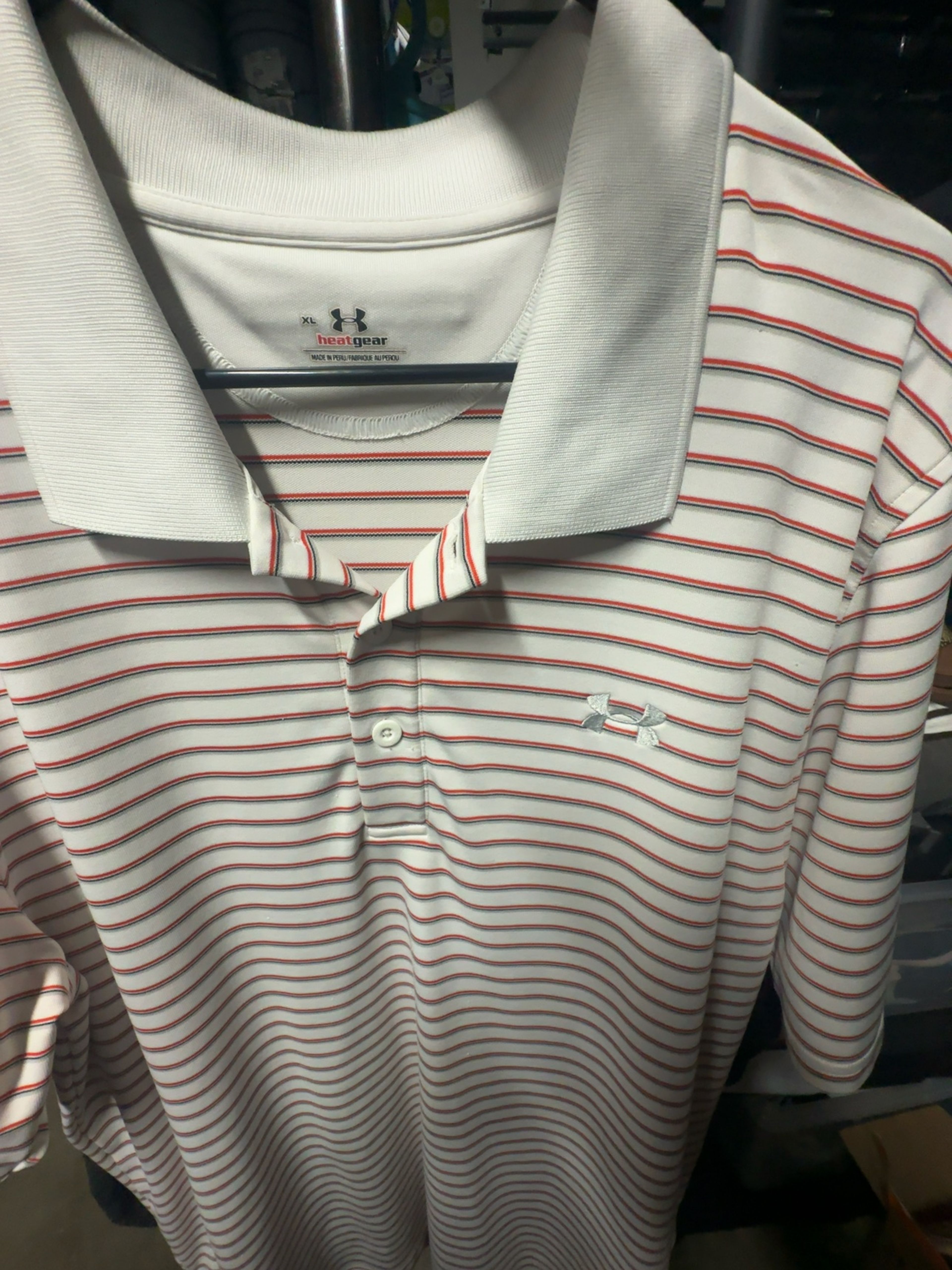Under Armour Playoff 3.0 Stripe Golf Polo White/Red Size XL