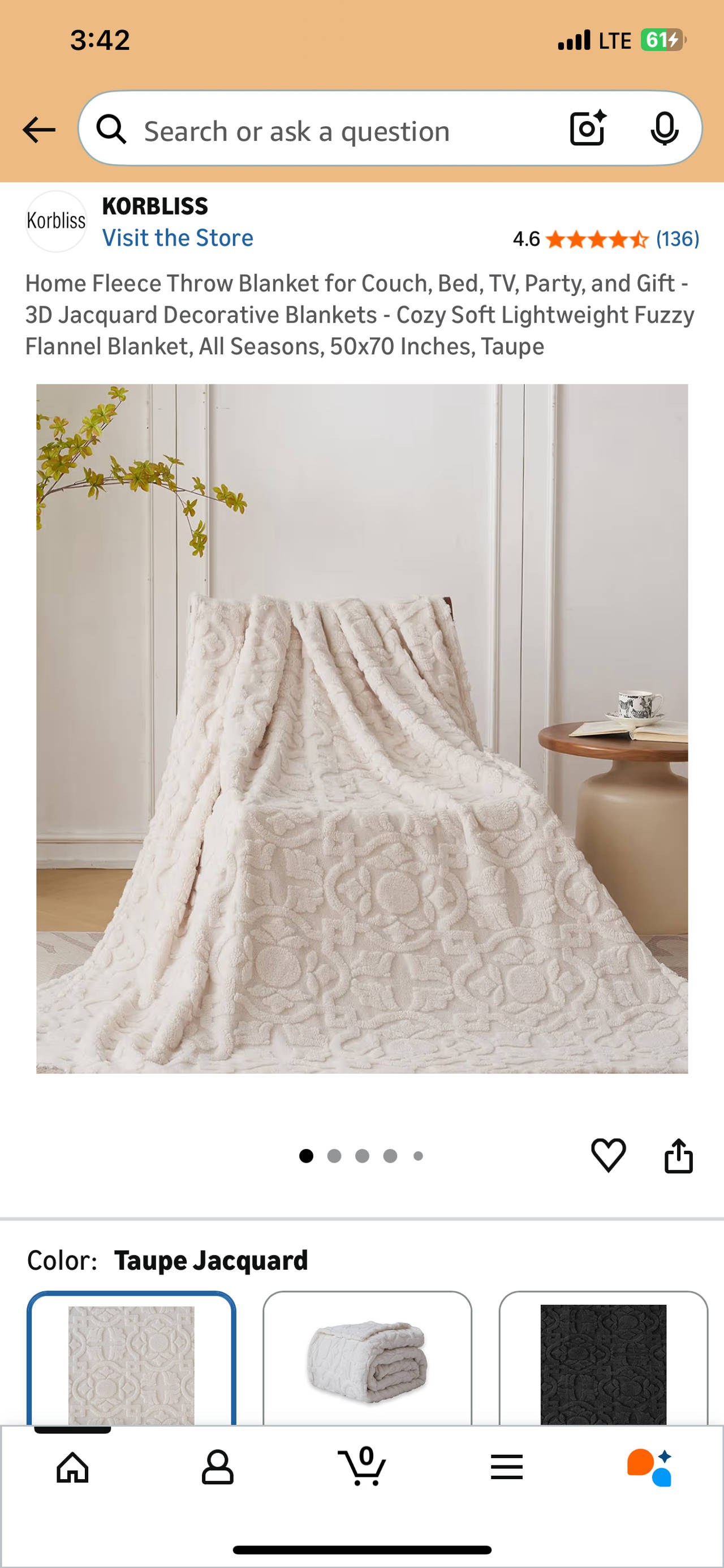 KORBLISS Home Fleece Throw Blanket