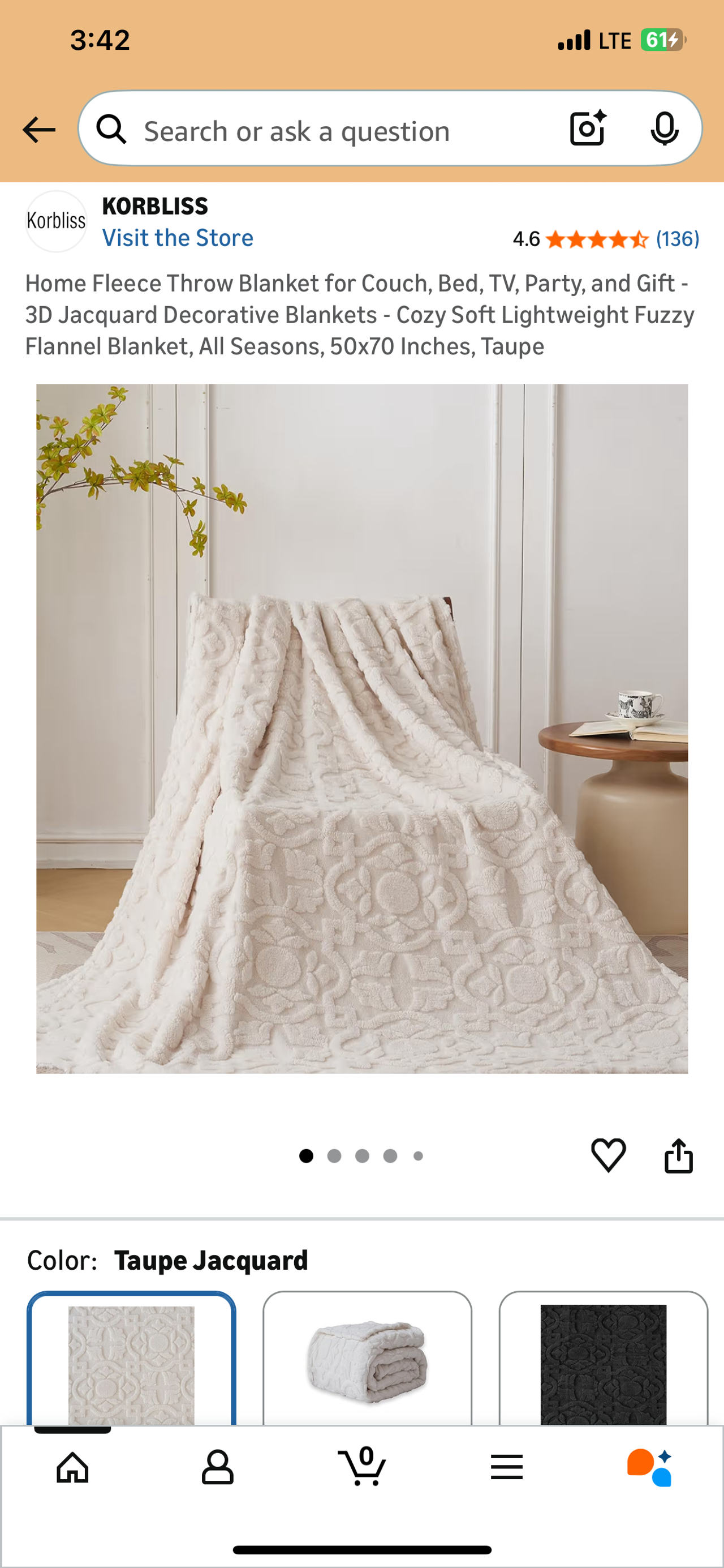 KORBLISS Home Fleece Throw Blanket