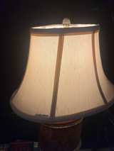 Vintage Late 20th Century Brass and Red Porcelain Tea Canister Lamps With Floral - Image 2