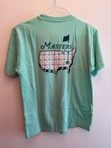 Masters Tournament Seafoam Green Floral Map Logo T-Shirt - Kids XL - Image 3