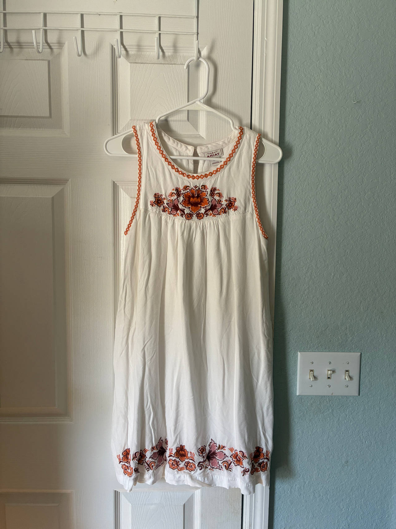 Arias Embroidered Cotton Sleeveless Dress Size Small 