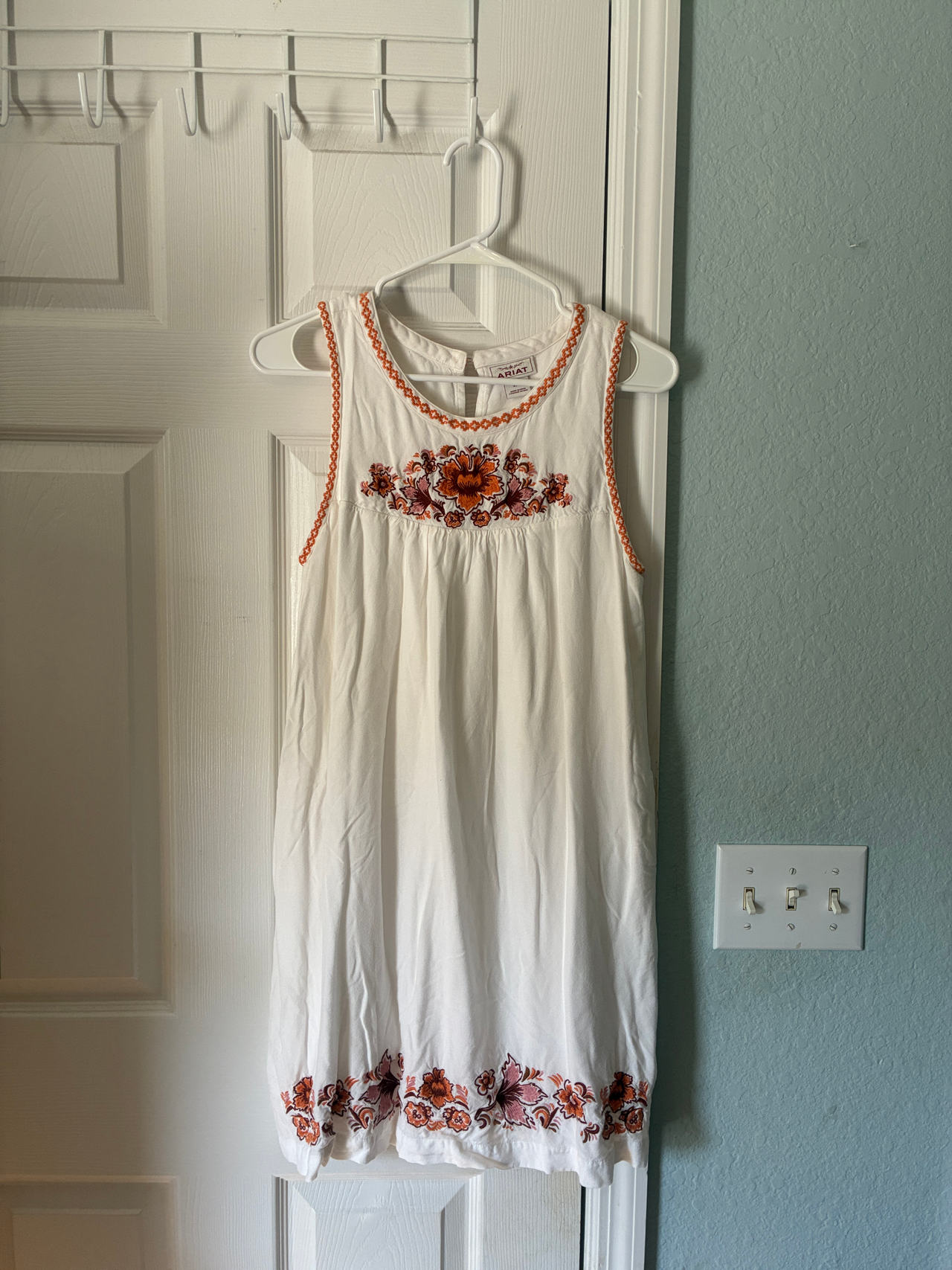 Arias Embroidered Cotton Sleeveless Dress Size Small 