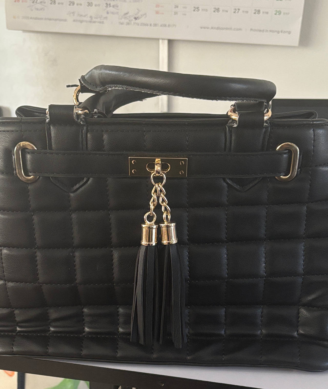 Quilted Tassel Satchel Handbag