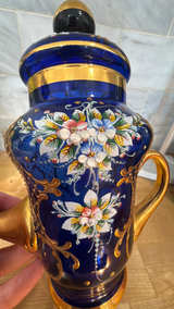 Bohemian Cobalt Blue Glass and Gold Tea pot - Image 5