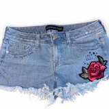Express Jeans Embroidered Rose Cutoff Shorts - Image 1