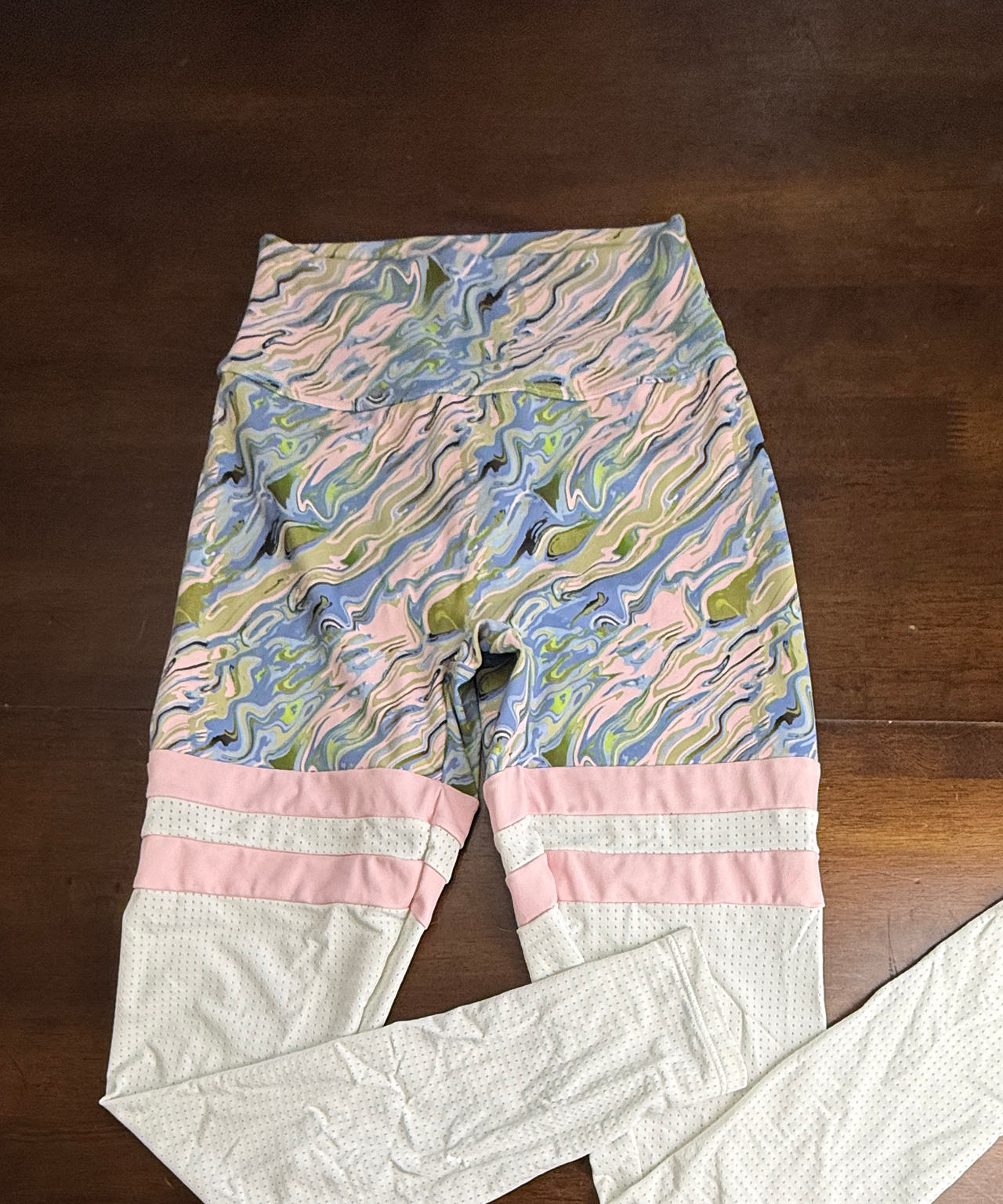 Noire & Blanc Marble Print Mesh Panel Leggings