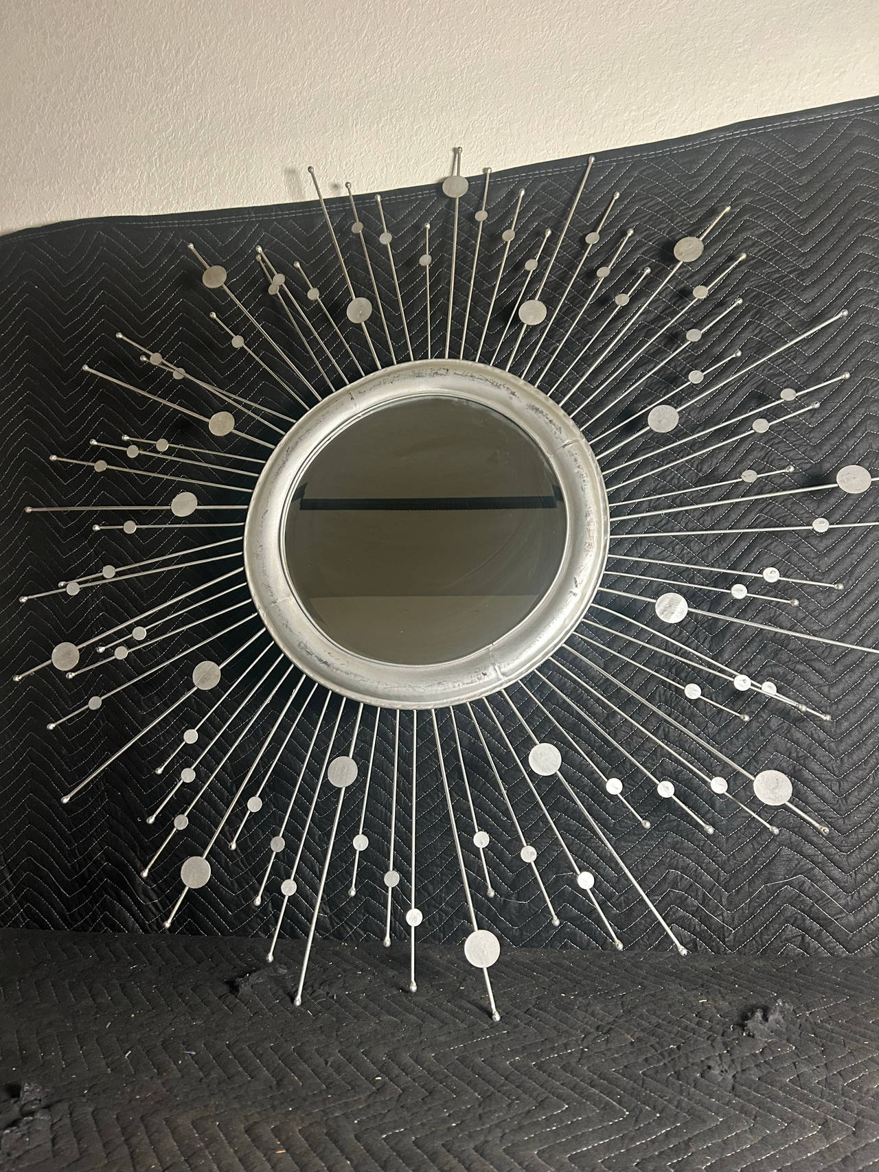 Silver Sunburst Starburst Wall Mirror