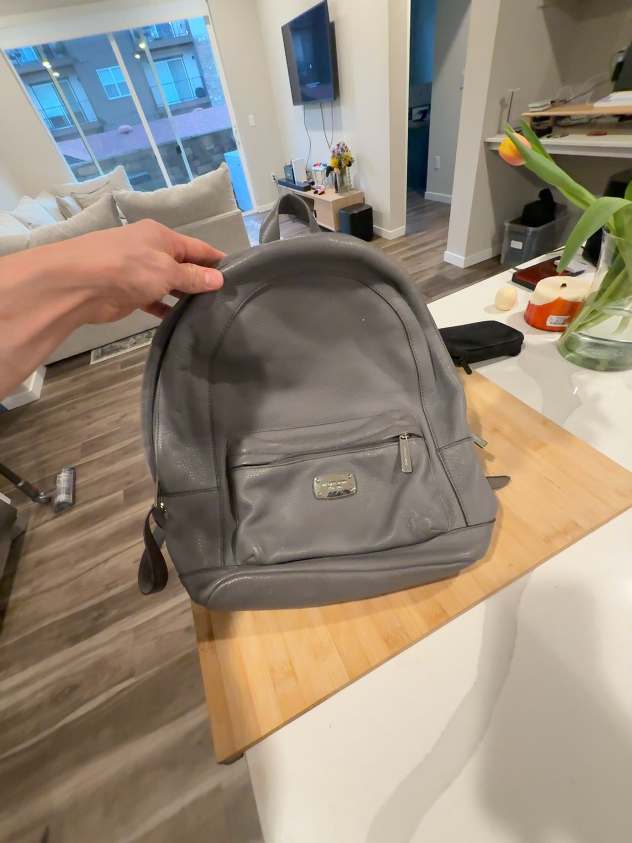 Michael Kors Grey Backpack