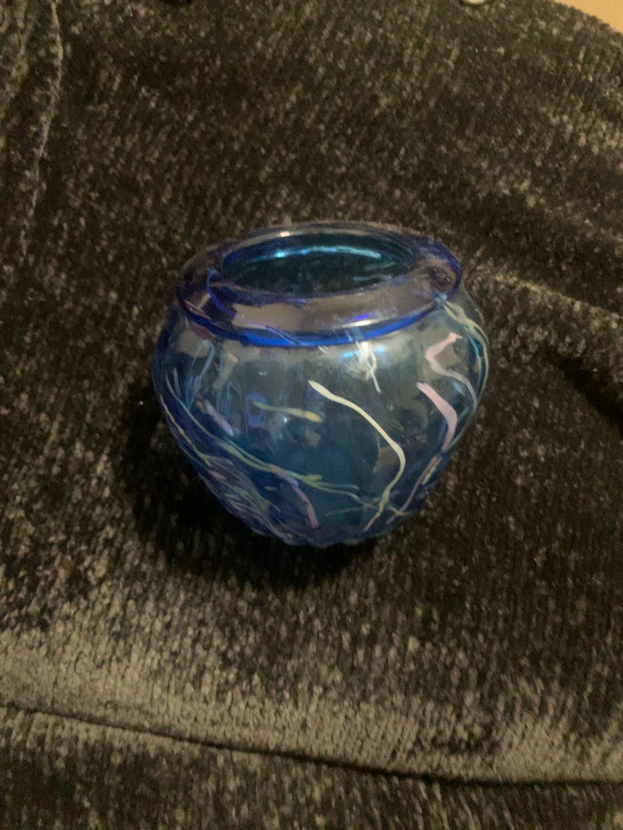 Blue Rose Polish Pottery Blue Cobalt Confetti Glass Vase