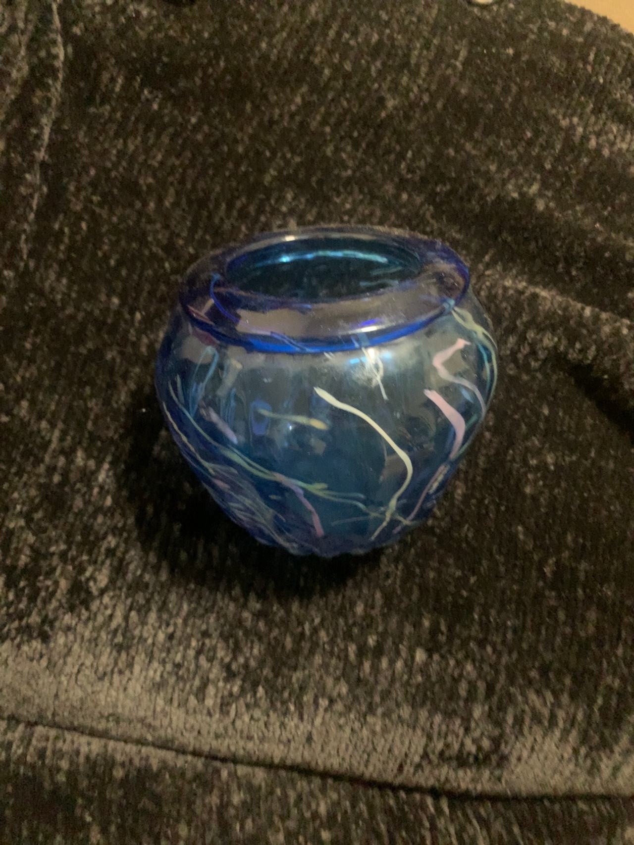 Blue Rose Polish Pottery Blue Cobalt Confetti Glass Vase