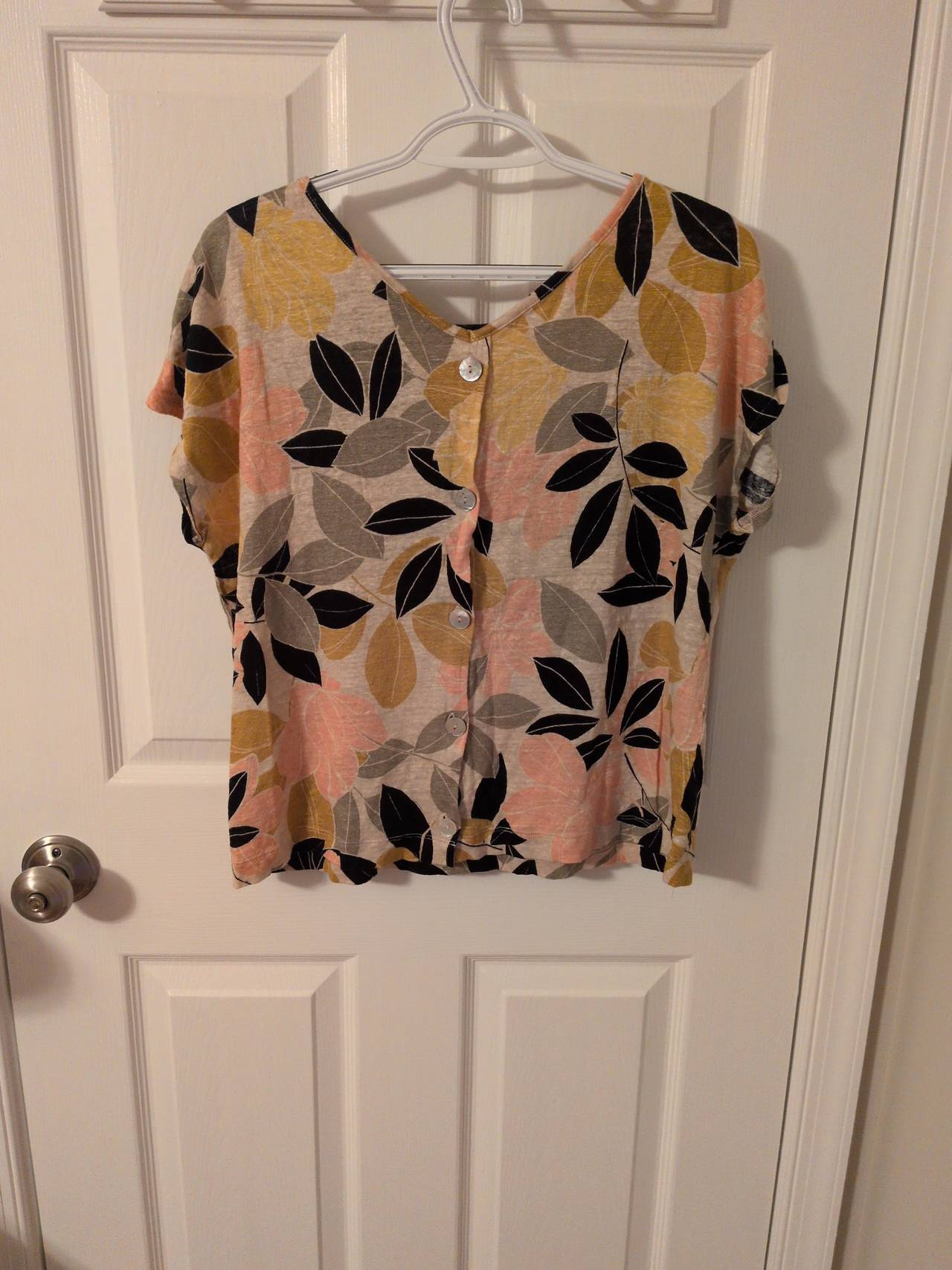 Rachel Zoe 100% Linen Floral Print Top