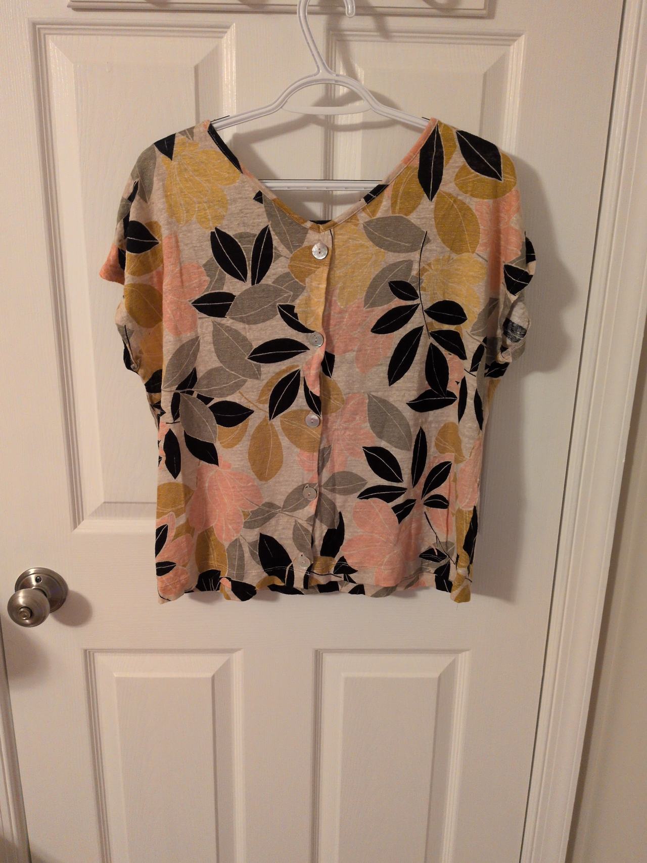 Rachel Zoe 100% Linen Floral Print Top