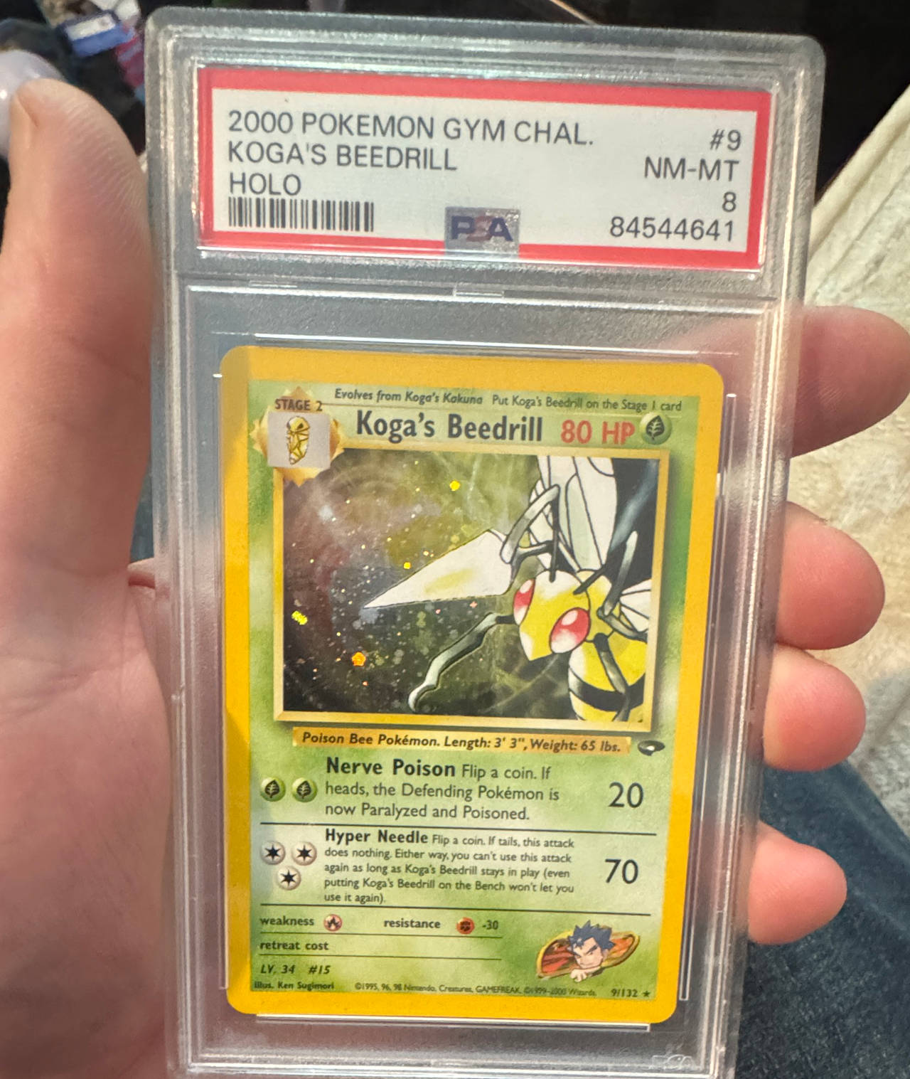 2000 Pokemon Gym Challenge Koga's Beedrill Holo #9 PSA 8