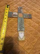 Rustic Western Turquoise Stone Wall Cross with Bible Verses - Image 2