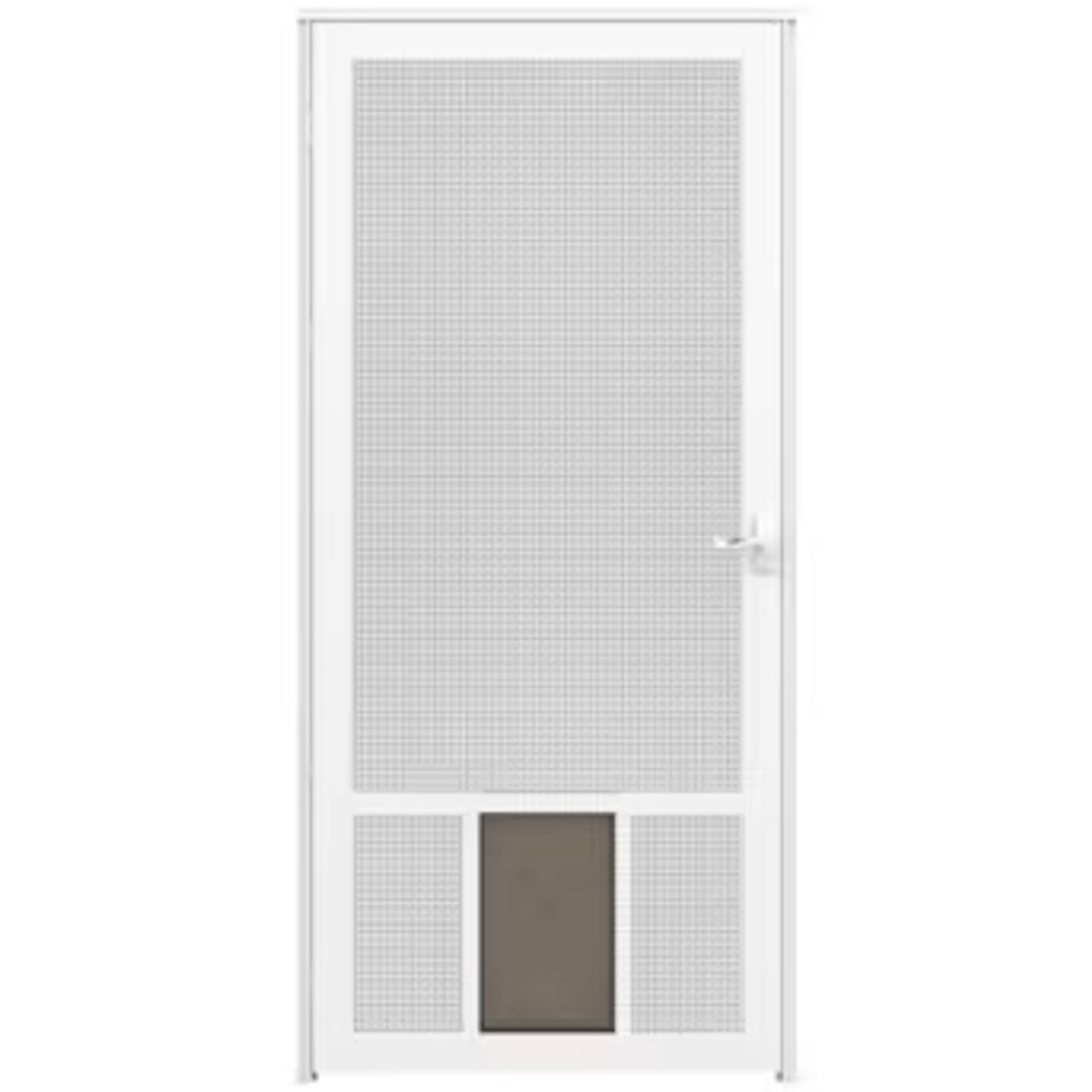 Larson White Aluminum Storm Door with Pet Door