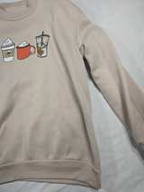 Coffee Graphic Oversized Sweatshirt womens Medium Gray - Image 3