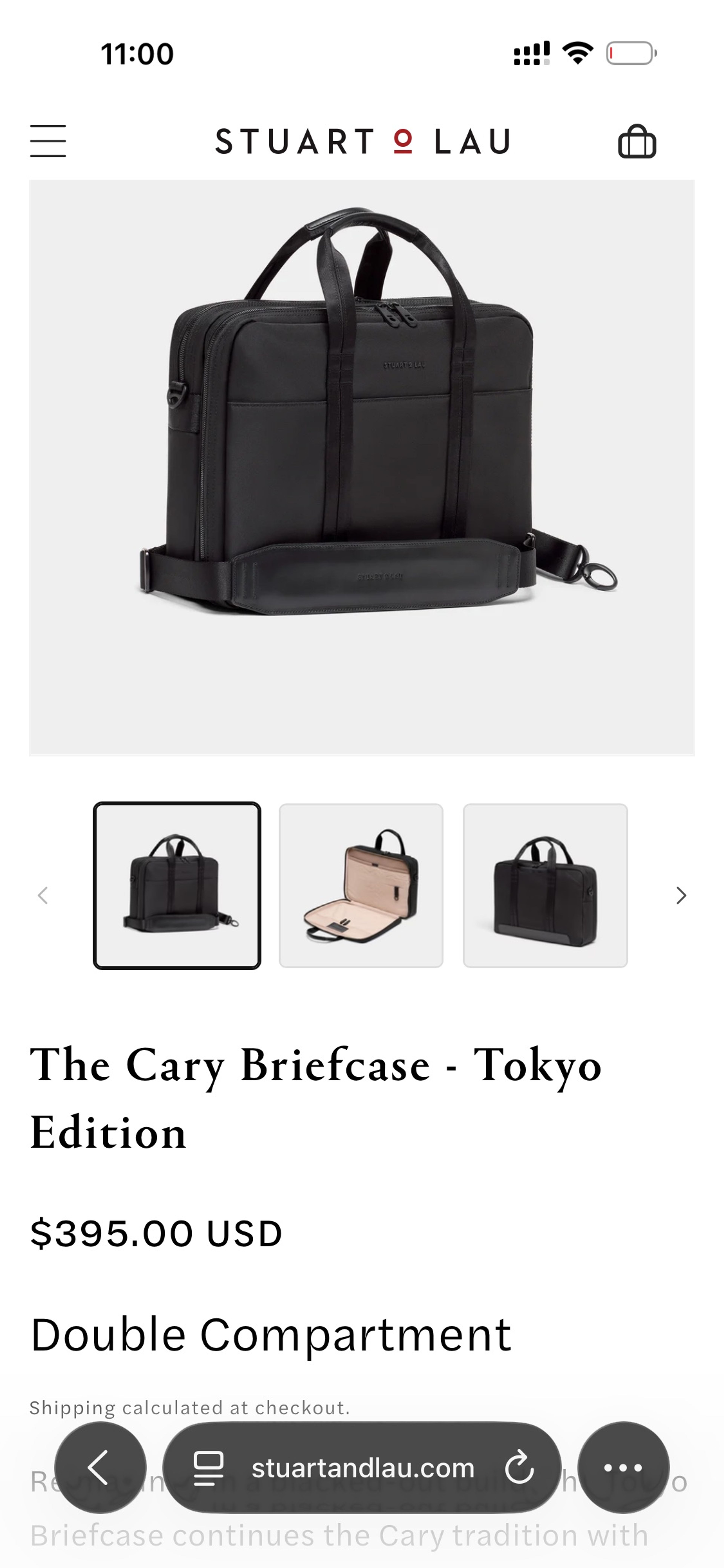 Stuart & Lau Cary Briefcase Tokyo Edition Double Black