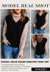 EVALESS Oversized Sweater Vest Women Size Large V Neck Sleeveless Solid Color - Image 3