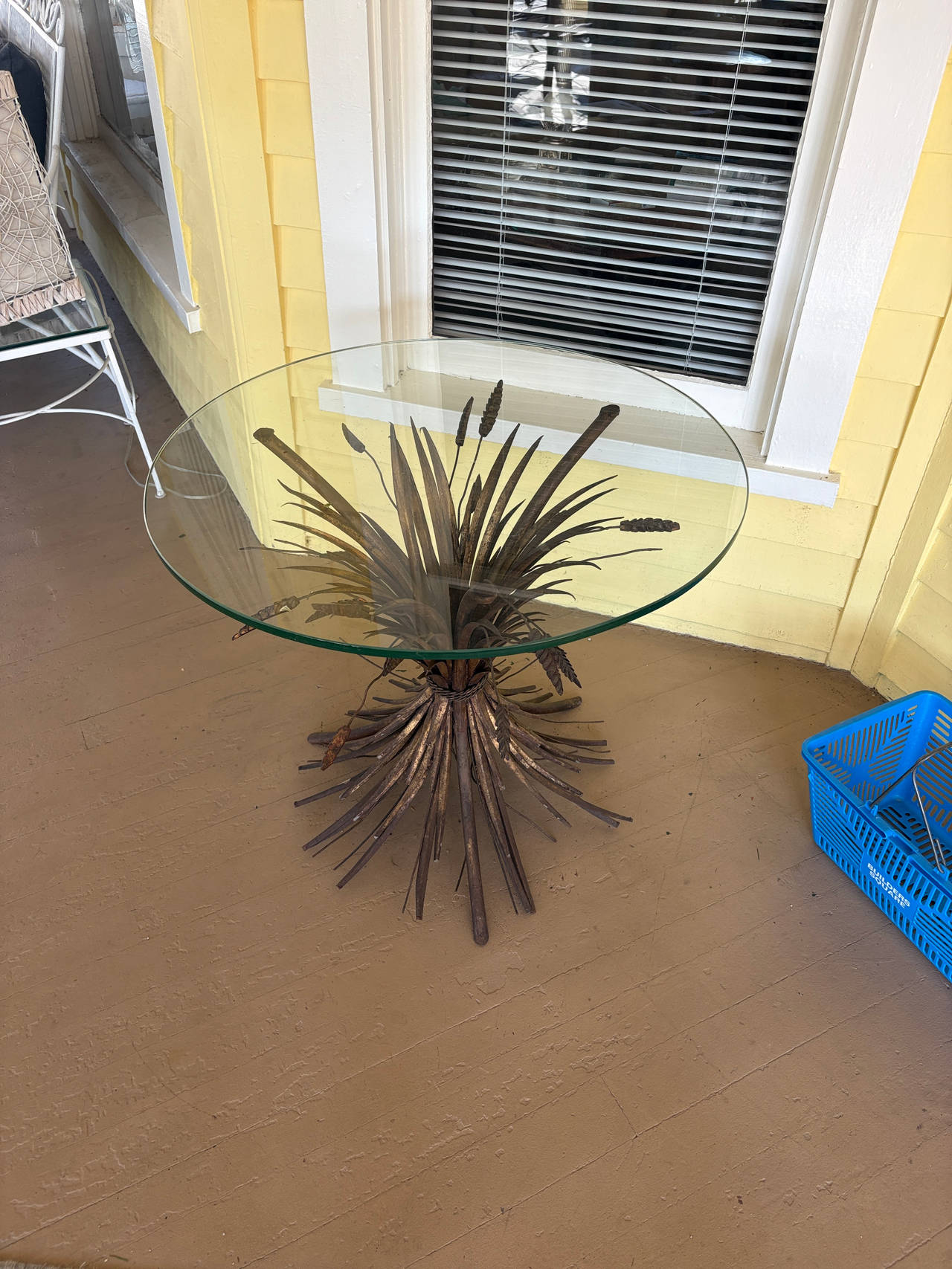 Wheat Sheaf Glass Top Table