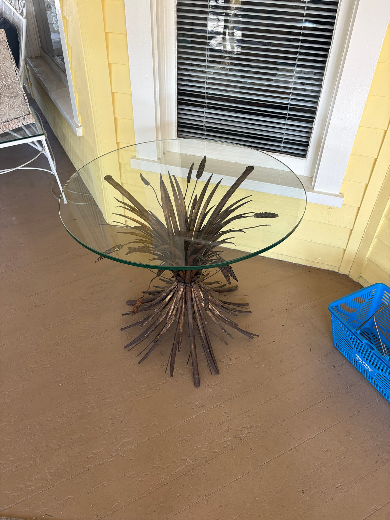 Wheat Sheaf Glass Top Table