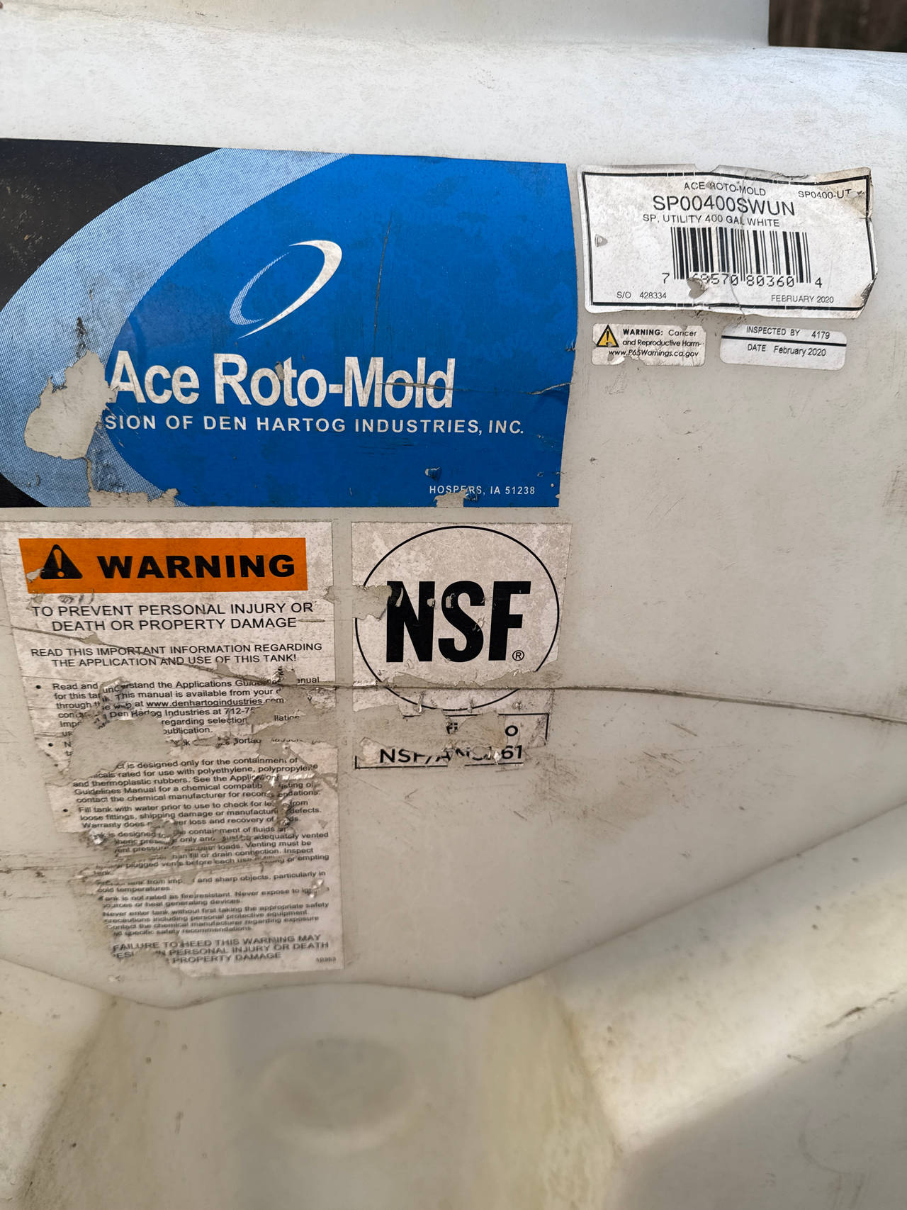 Ace Roto-Mold 400 Gallon Utility Tank