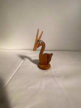 Wooden Bird Figurine with Clothespin Beak - Image 1