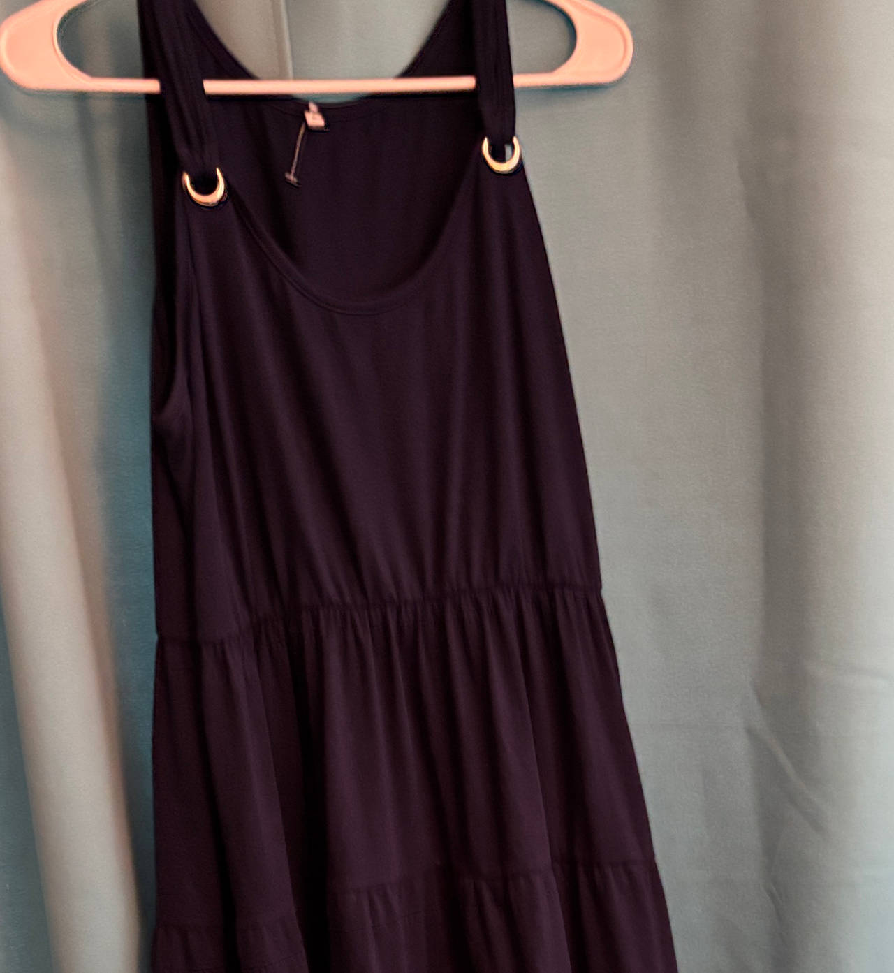 Navy Blue Tiered Maxi Dress with Ring Detail