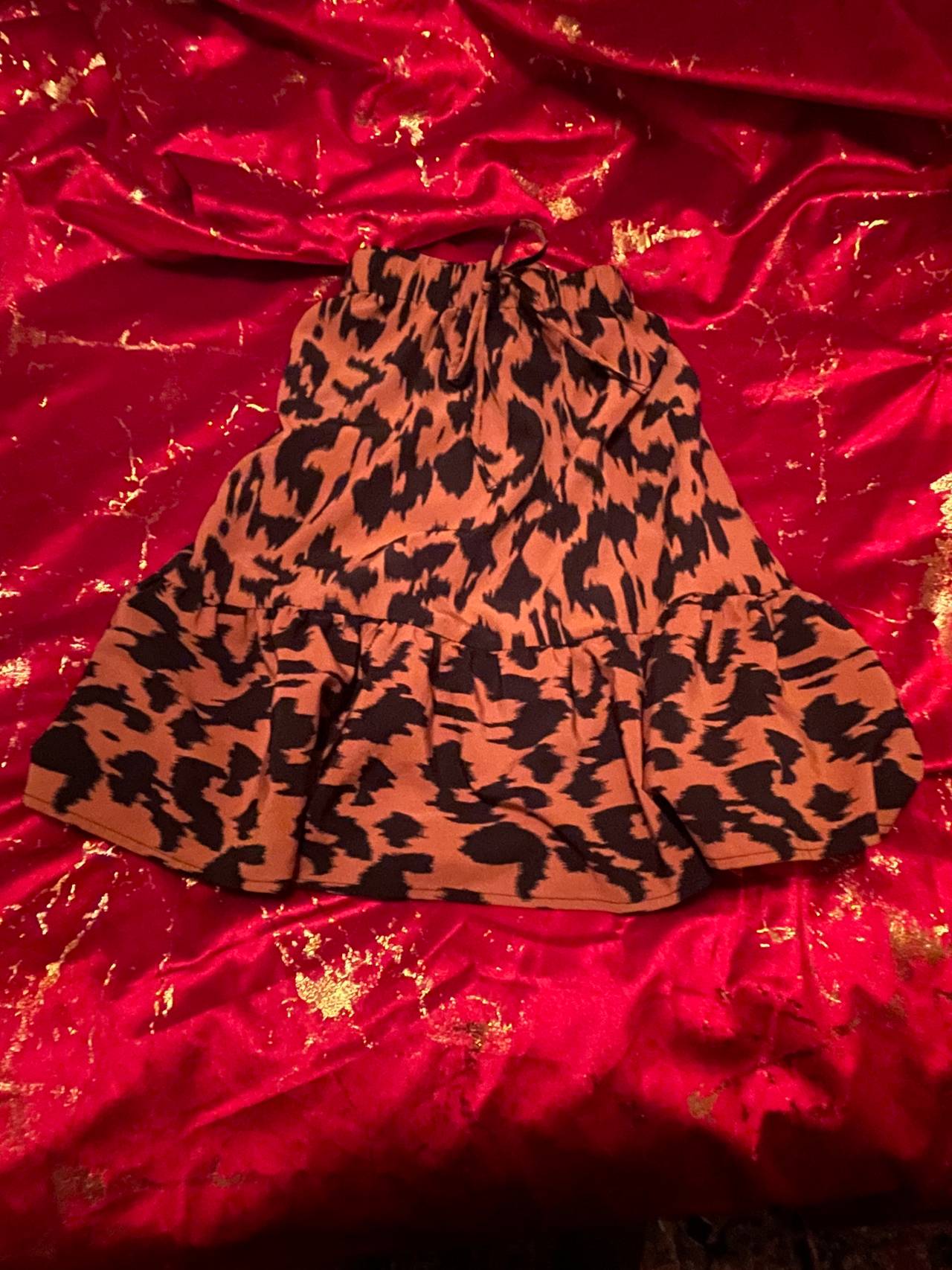 Leopard Print Ruffle Skirt