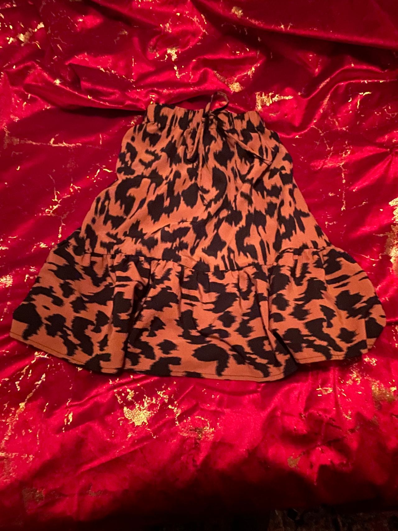 Leopard Print Ruffle Skirt