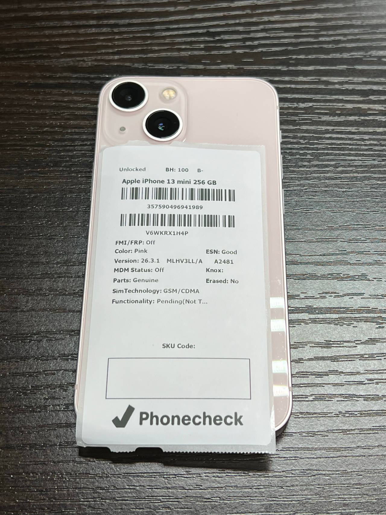 Apple iPhone 13 mini 256GB Pink unlocked 100% battery health