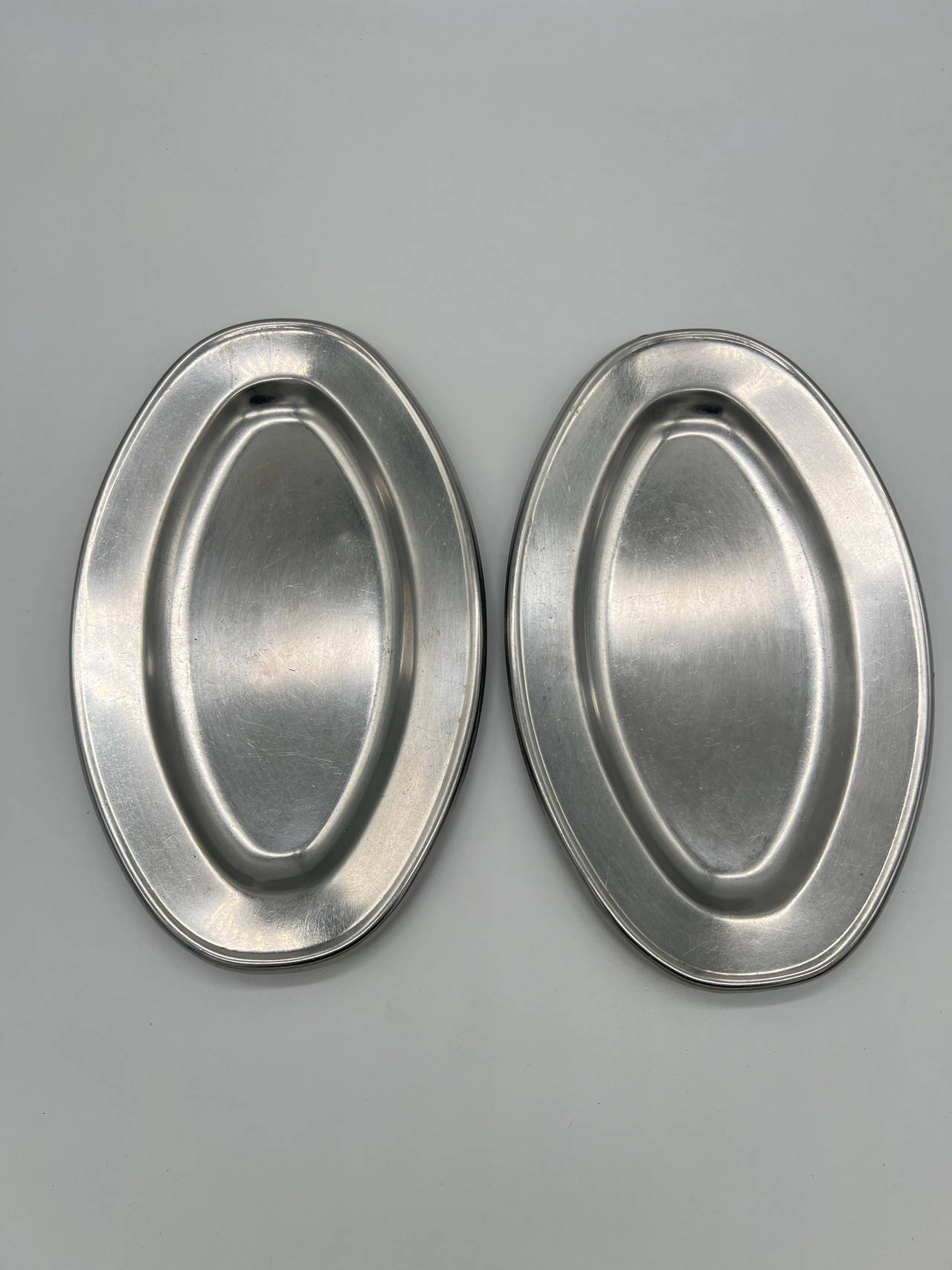 2 Vintage HALCO Japan 18-8 Stainless Steel Oval Serving Platters Relish Dishes