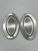 2 Vintage HALCO Japan 18-8 Stainless Steel Oval Serving Platters Relish Dishes - Image 1