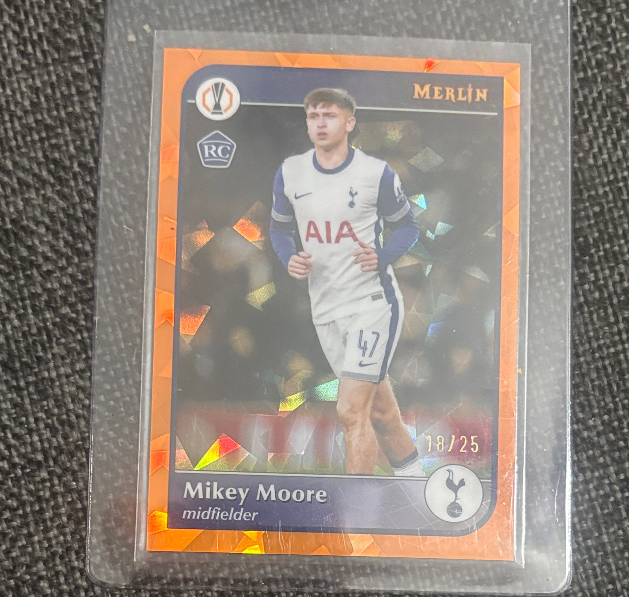 2023-24 Topps Merlin Heritage Mikey Moore Orange Shimmer /25 RC