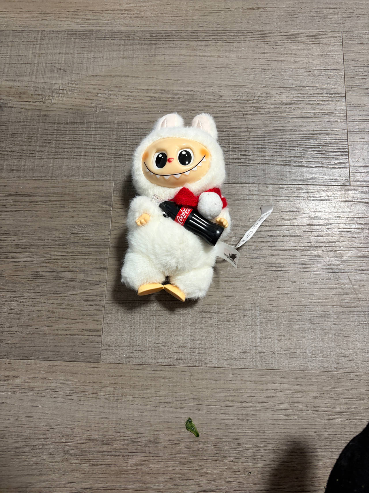 Coca-Cola Qoo White Furry Plush Holding Bottle