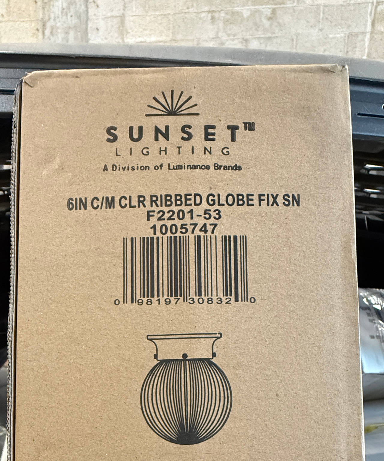 Sunset Lighting F2201-53 6" Clear Ribbed Globe Flush Mount