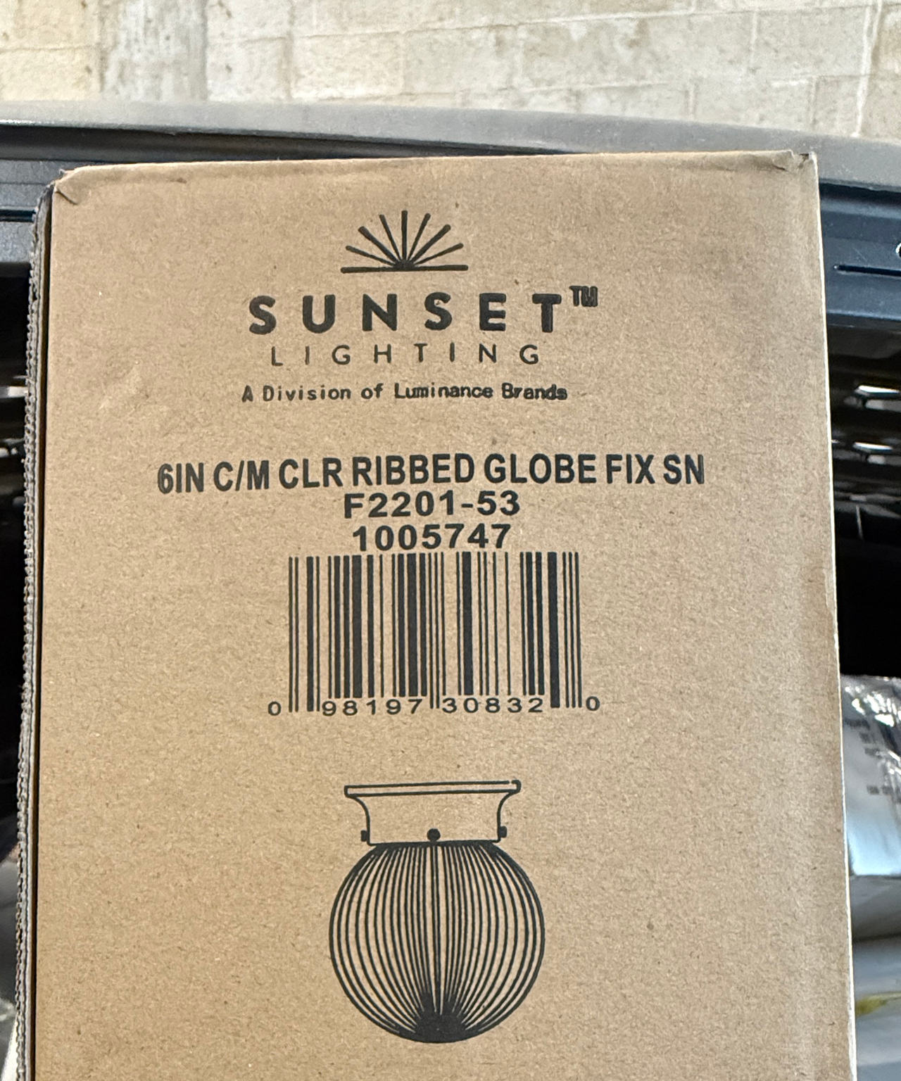 Sunset Lighting F2201-53 6" Clear Ribbed Globe Flush Mount